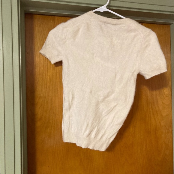 White Quince Mongolian Cashmere Tee Short Sleeve Sweater Small - Picture 3 of 10